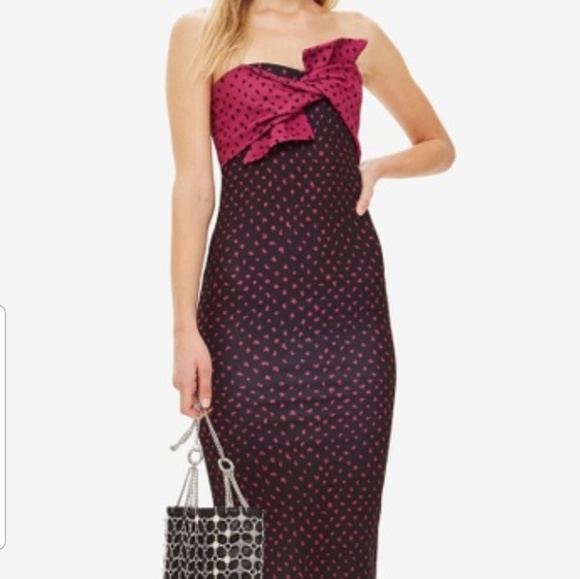 topshop pink polka dot dress Topshop ruched polka dot Maxi Dress in Brown